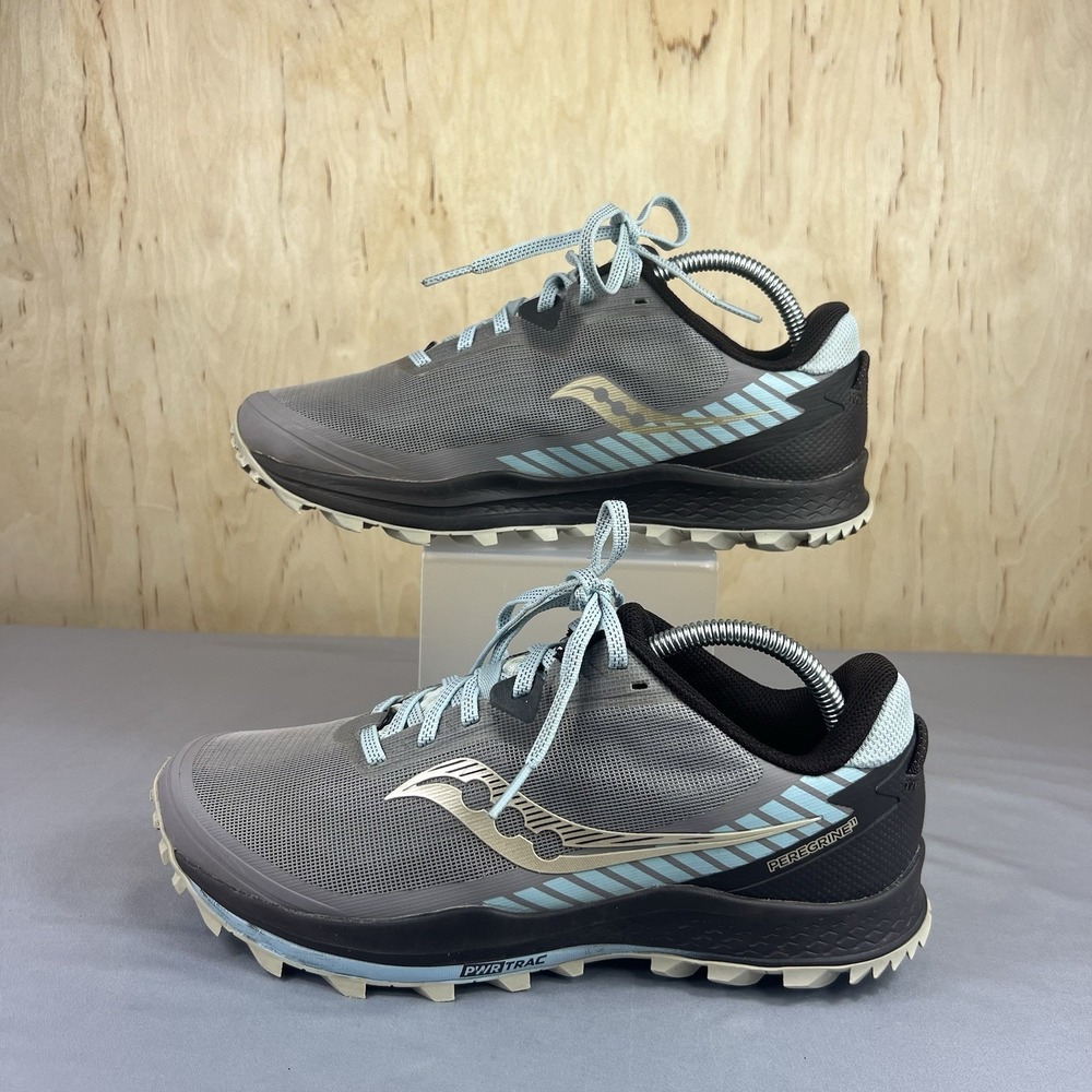 Saucony Peregrine 11 Womens Sz 10W Gray Blue Trail Running Shoes S10642-35